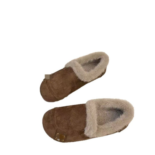 Damen kuschelige Velours Pantoletten mit weichem Innenfutter EB