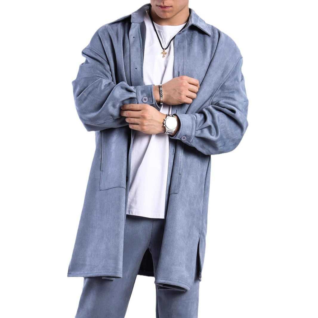 Damen Oversize Hemdenjacke aus weichem Suede mit großen Taschen EB