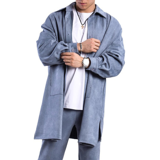 Damen Oversize Hemdenjacke aus weichem Suede mit großen Taschen EB