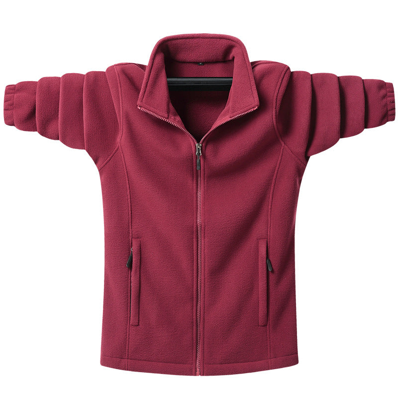 Herren klassische Fleecejacke mit durchgehendem Reißverschluss, Stehkragen und verdeckten Eingrifftaschen EB