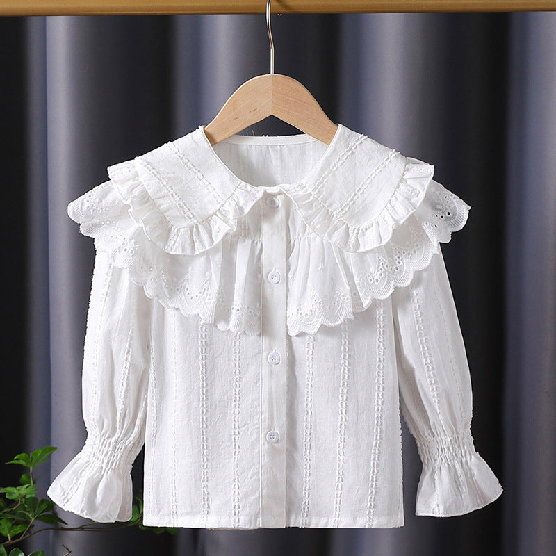 Mädchen Bluse mit Rüschendetails und Broderie Anglaise EB