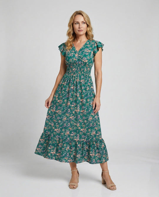 Damen Blumenkleid Maxikleid Boho