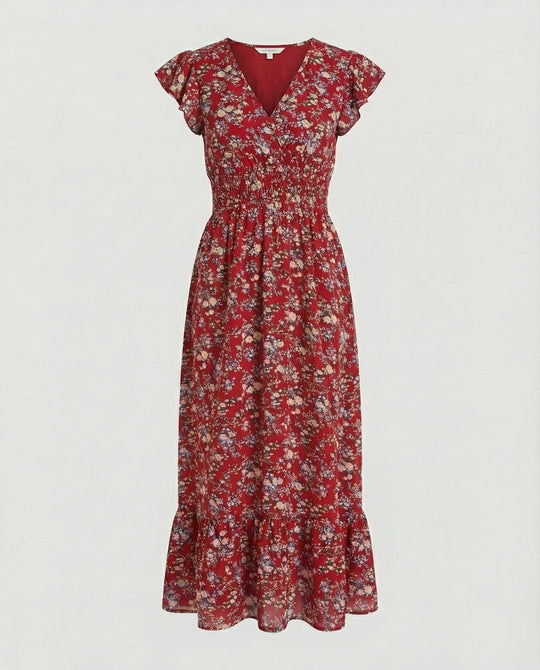 Damen Blumenkleid Maxikleid Boho