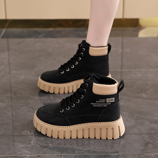 Damen High-Top Sneakers mit dicker Gummisohle und trendigem Obermaterial EB