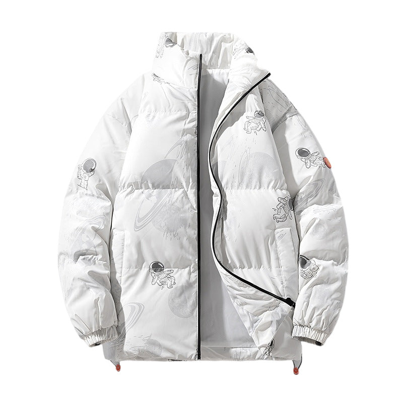 Damen futuristische Steppjacke mit astronautischen Mustern EB
