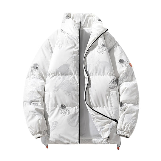 Damen futuristische Steppjacke mit astronautischen Mustern EB