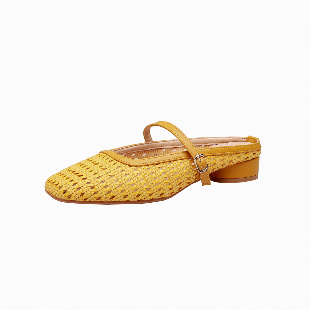 Damen elegante und luftige Slingback-Pantoletten mit dekorativem Flecht-Design EB