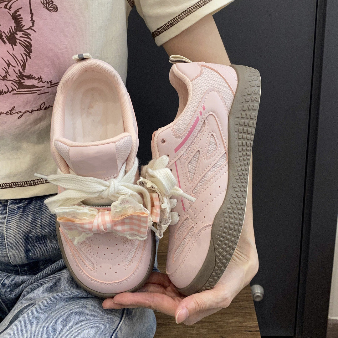 Damen Sneakers mit verspieltem Schleifen-Design und atmungsaktiven Netz-Einsätzen EB