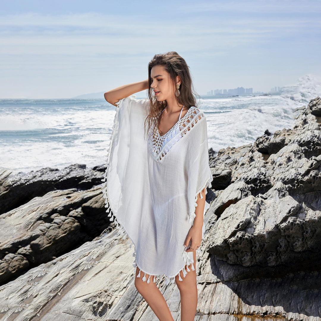 Damen luftiger und eleganter Häkel-Strandüberwurf EB