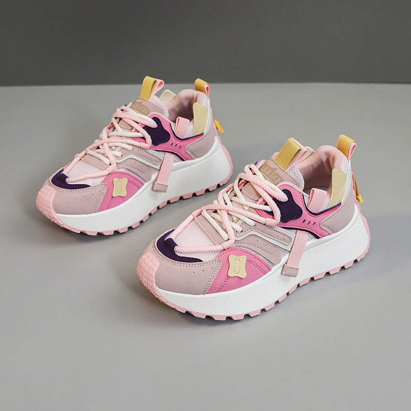 Damen sportliche Chunky Sneakers mit atmungsaktiver Mesh-Oberfläche und dämpfender Sohle EB