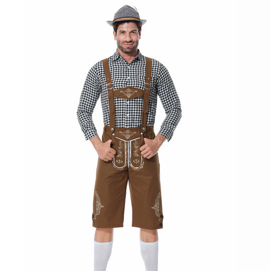 Herren Trachtenkurzanzug mit kunstvollen Stickereien und verstellbaren Hosenträgern EB