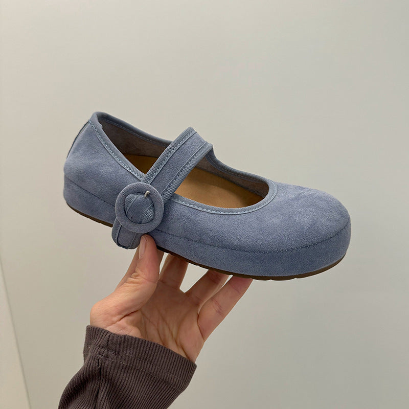 Damen Ballerinas mit bequemem Riemen und weichem Obermaterial EB