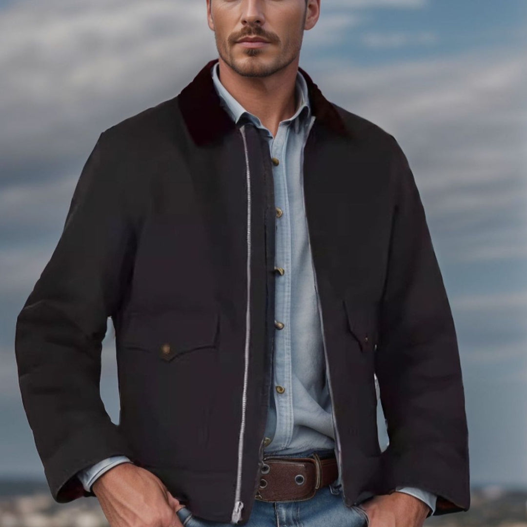 Herren lässige Utility-Jacke mit großzügigen Taschen und gefüttertem Kragen EB