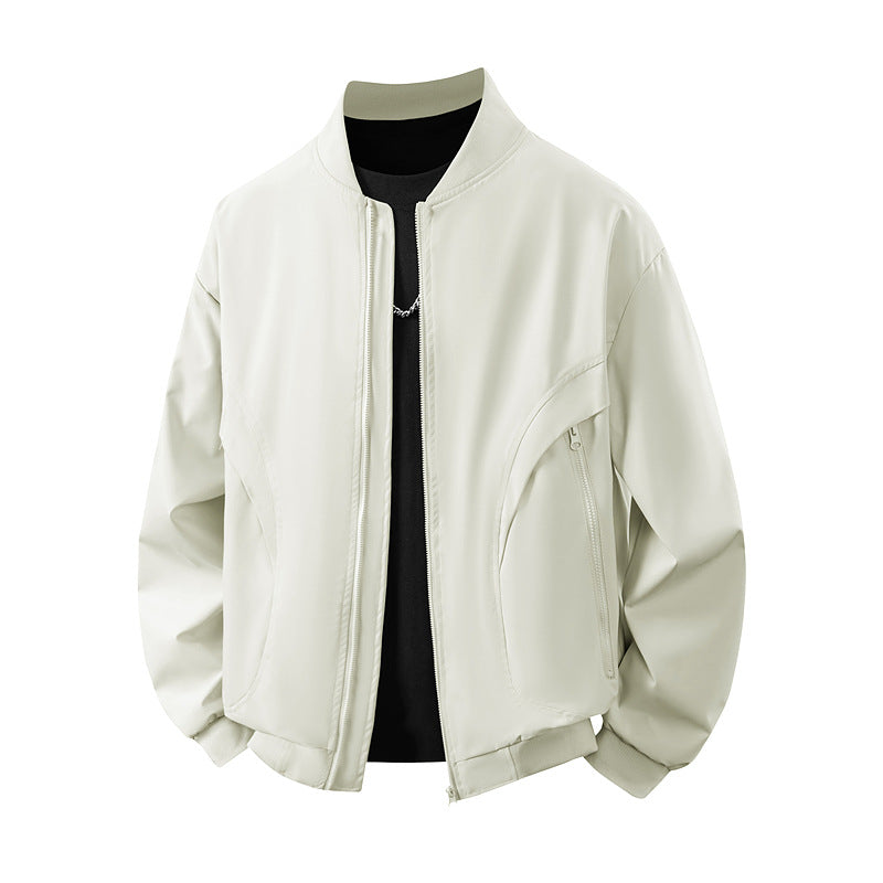Damen lässige Freizeitschnittjacke mit seitlichen Reißverschlusstaschen und steigendem Kragen EB