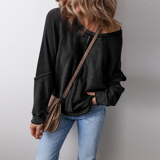 Damen lässiger Pullover mit weitem Ausschnitt EB