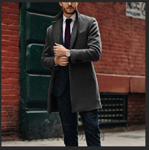 Herren eleganter Wollmantel mit schickem Revers und praktischen Eingrifftaschen EB