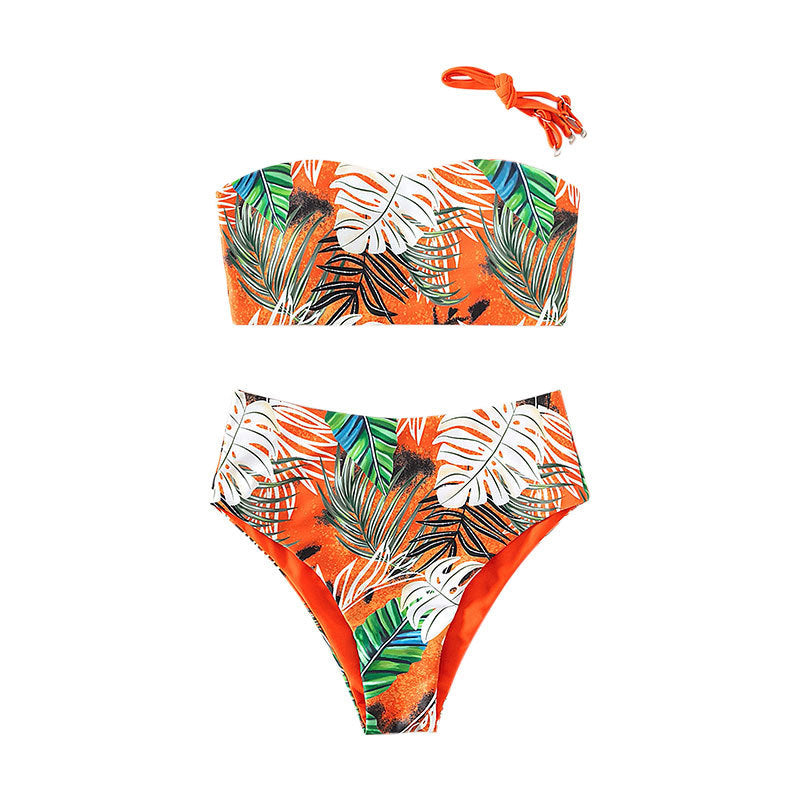 Damen Bandeau-Bikini mit hochgeschnittenem Unterteil EB