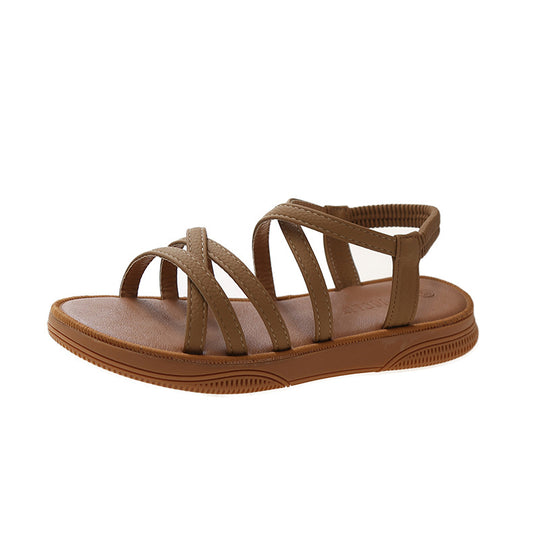 Damen bequeme Riemensandalen mit elastischem Fersenriemen EB