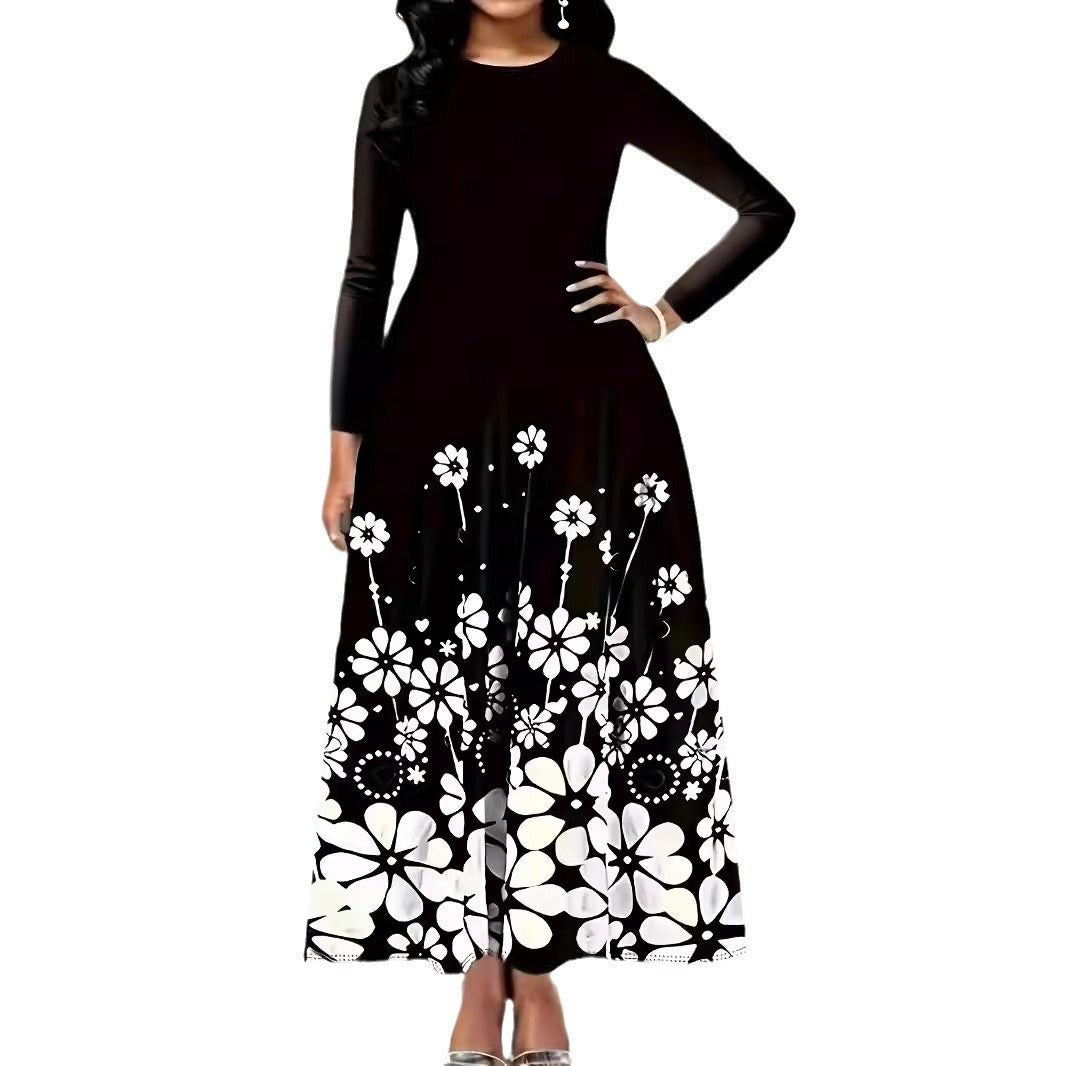 Damen Maxikleid mit floralem Druck und Taschen EB
