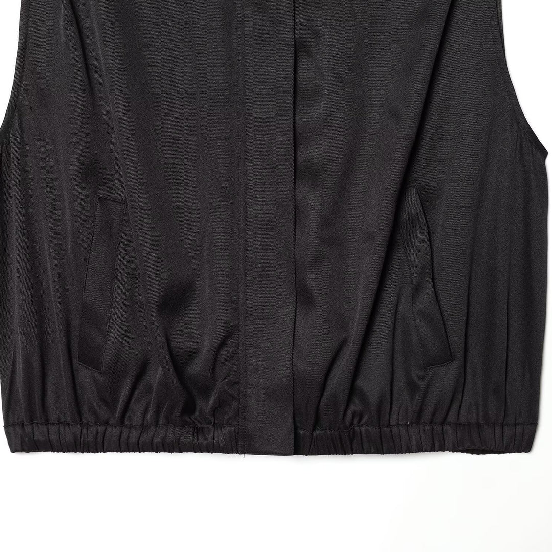 Damen ärmellose Utility-Weste mit seitlichen Taschen und elastischem Bund EB