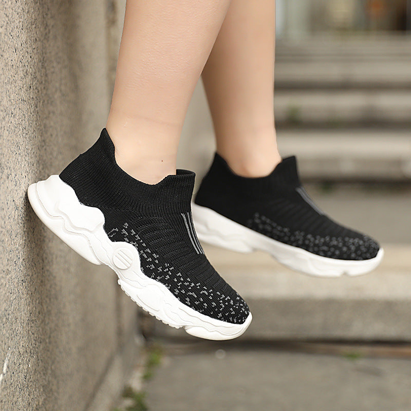Damen Sneaker mit atmungsaktivem Strick-Obermaterial und rutschfester Sohle EB