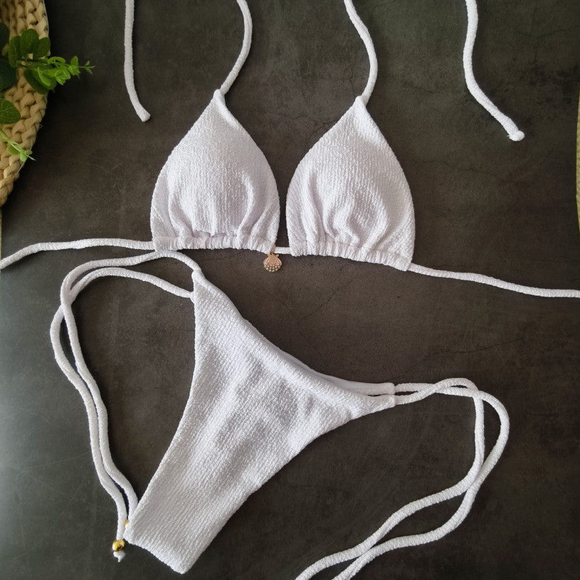 Damen Triangel-Bikini mit elastischen Banddetails EB