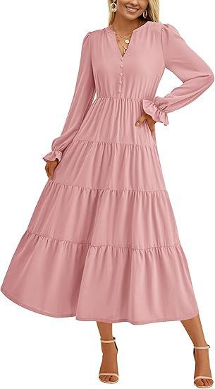 Damen Maxikleid mit modischen Volants und dezentem Cut-out EB