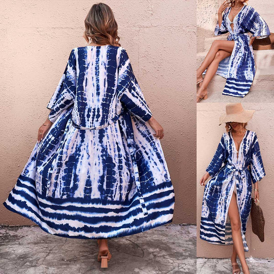 Damen Wickel-Kimono-Überwurf mit praktischem Bindegürtel EB