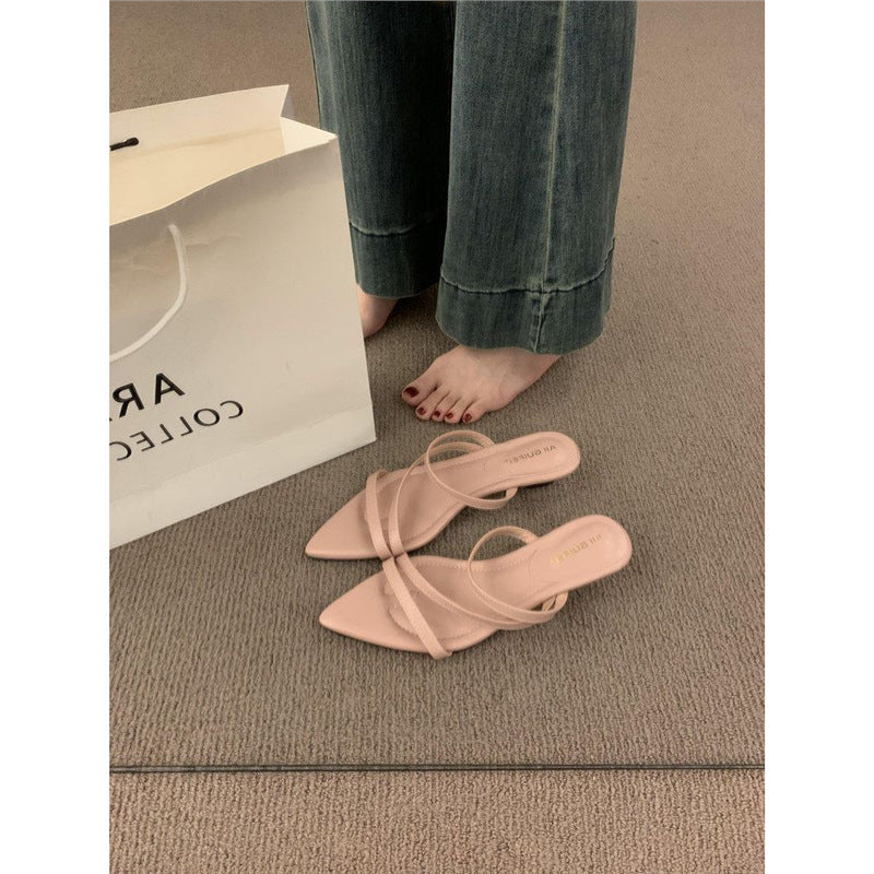 Damen elegante Slingback Sandalen mit v-förmiger Zehenpartie EB