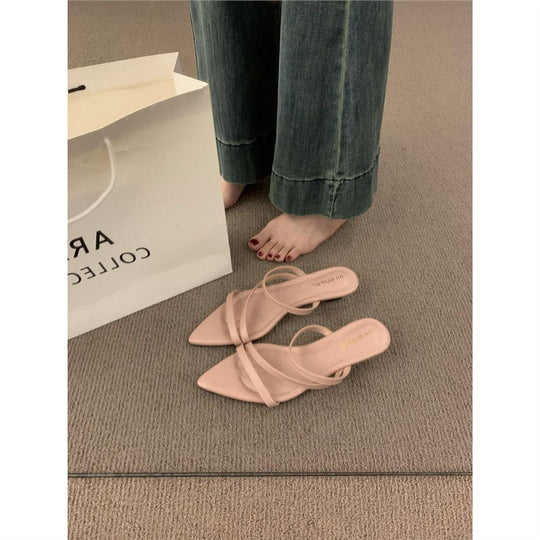 Damen elegante Slingback Sandalen mit v-förmiger Zehenpartie EB