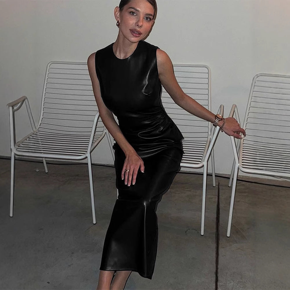 Damen Langes Kleid mit asymmetrischem Schnitt und elegantem Drapé EB