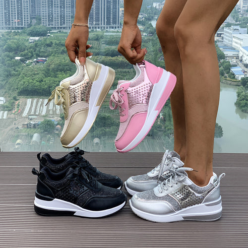 Damen Sportliche Sneakers mit funkelnden Details und atmungsaktiver Obermaterialstruktur EB
