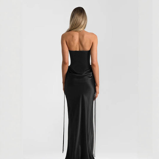 Damen elegantes figurbetontes Abendkleid mit raffiniertem Rüschendesign und verstellbaren Trägern EB