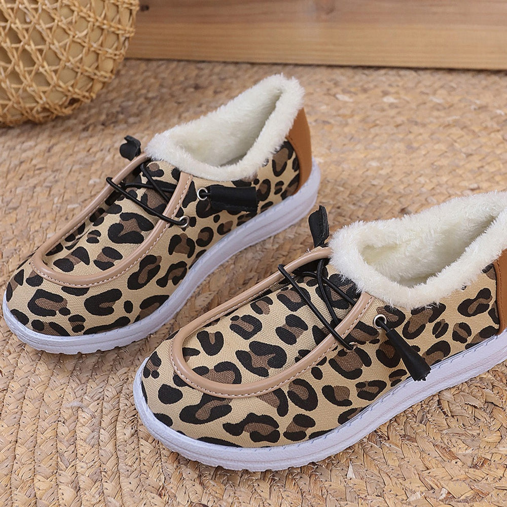 Damen Gemütliche Sneakers aus weich gefüttertem Material mit Leopardenmuster EB