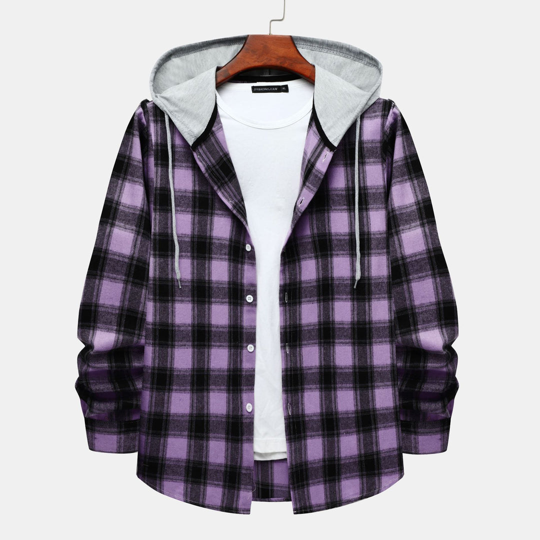 Damen Flanellhemd mit integrierter Kapuze und kariertem Design EB