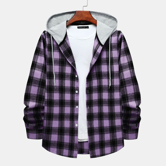 Damen Flanellhemd mit integrierter Kapuze und kariertem Design EB