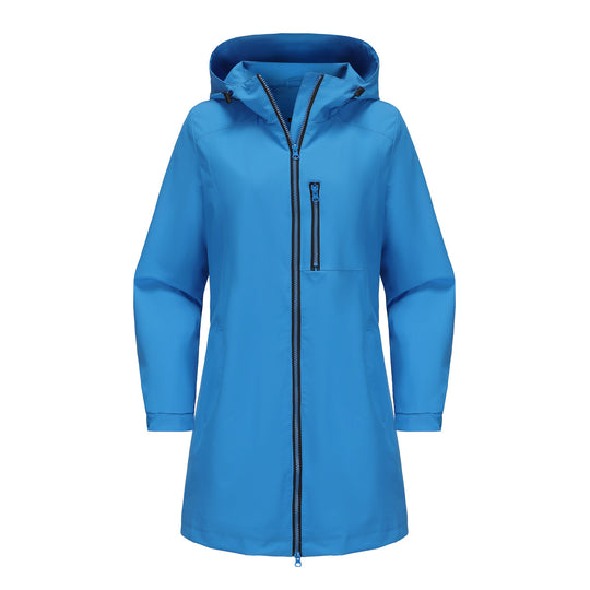 Damen modische Regenjacke mit Kapuze und praktischen Taschen EB