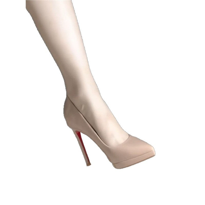 Damen spitze High Heel Pumps mit schimmerndem Lackfinish EB