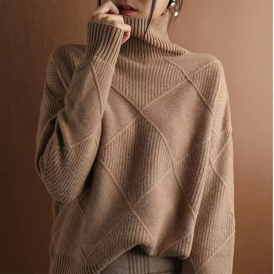 Damen Modischer Stehkragenpullover mit strukturierter Optik EB