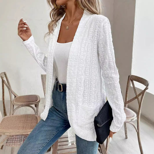 Damen elegante und luftige Strickjacke mit einzigartiger Struktur EB