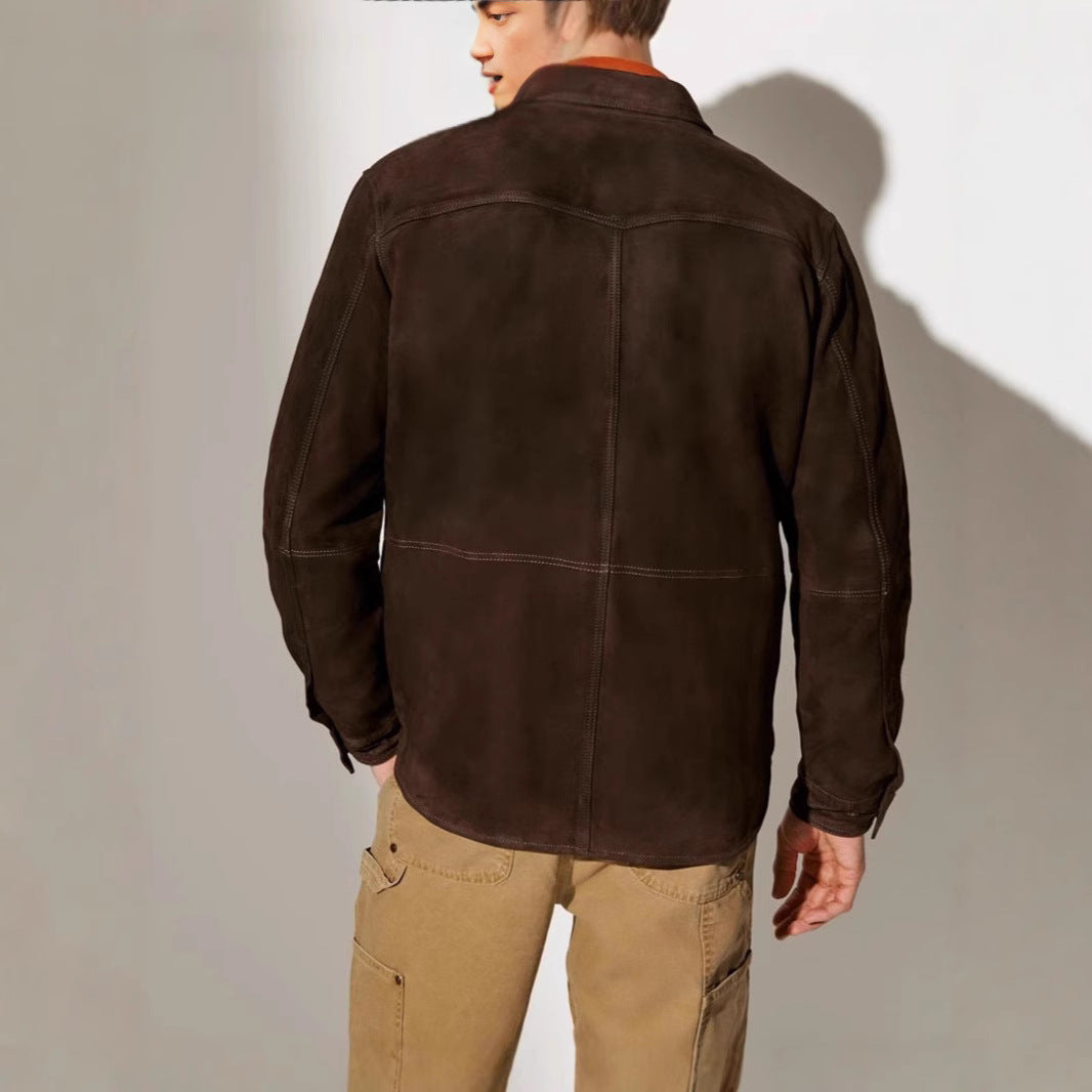 Herren Vegan lederjacke mit modernem Schnitt und praktischen Taschen EB
