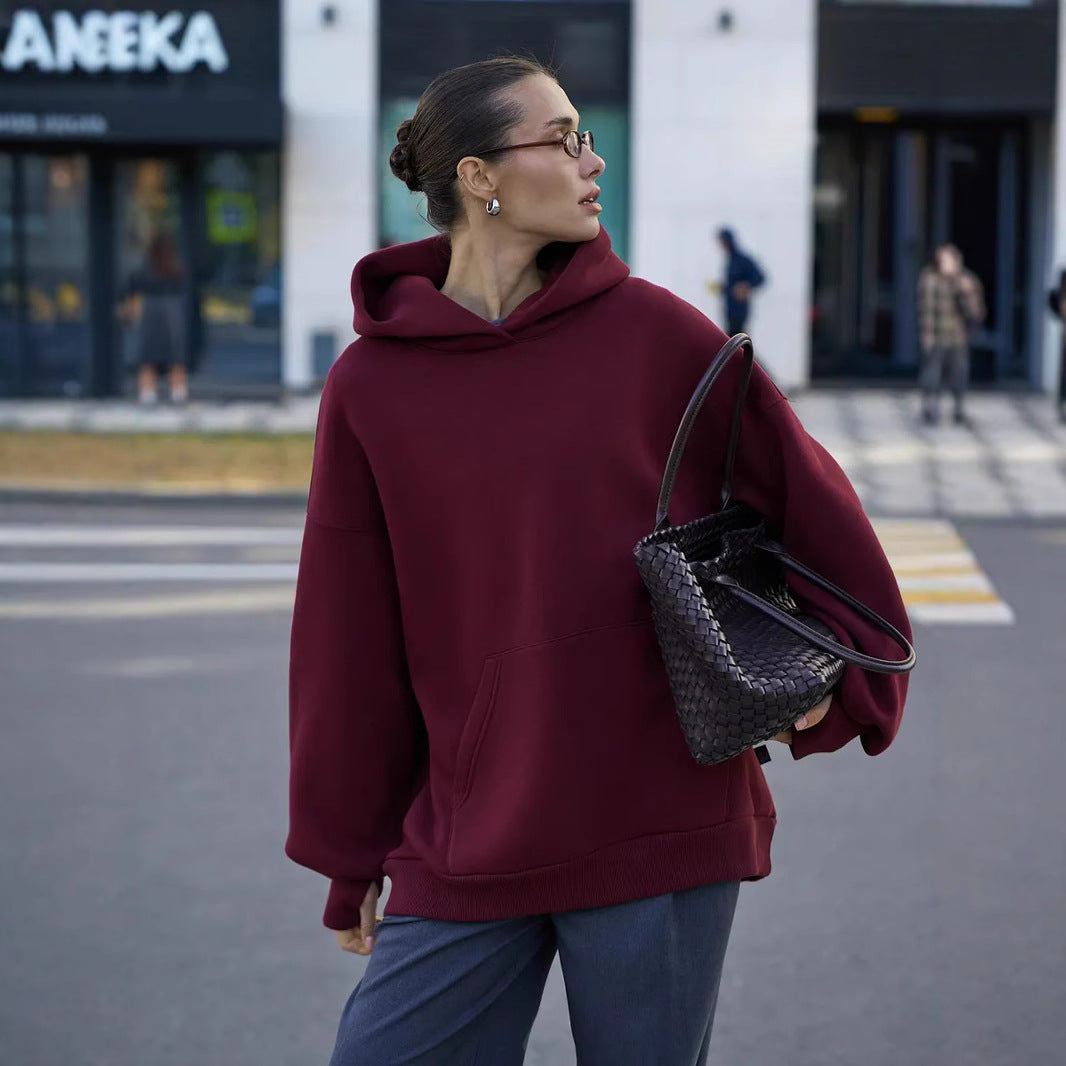 Damen Oversized Kapuzenpullover mit extra weitem Schnitt und Kängurutasche EB