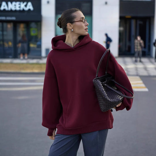 Damen Oversized Kapuzenpullover mit extra weitem Schnitt und Kängurutasche EB