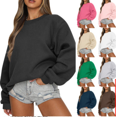 Damen nan oversized Rundhals-Sweatshirt aus Baumwollmix mit überschnittener Schulter, angerauter Innenseite und elastischen Bündchen EB