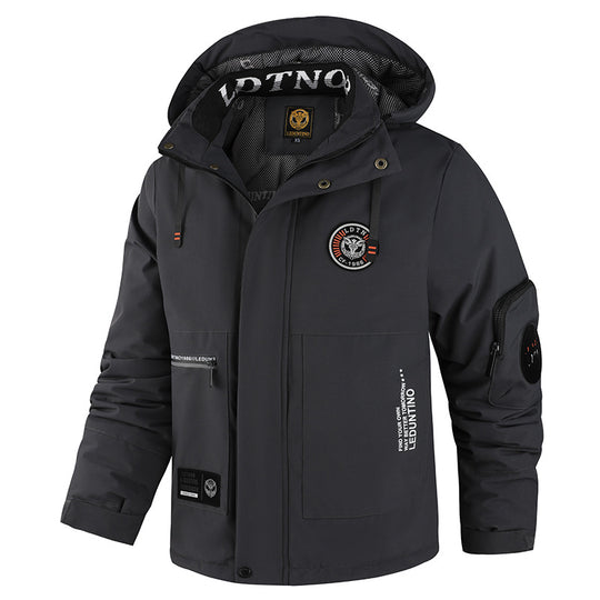 Herren nan wattierte Wind- und Wetterjacke mit Kapuze und multifunktionalen Utility-Taschen EB