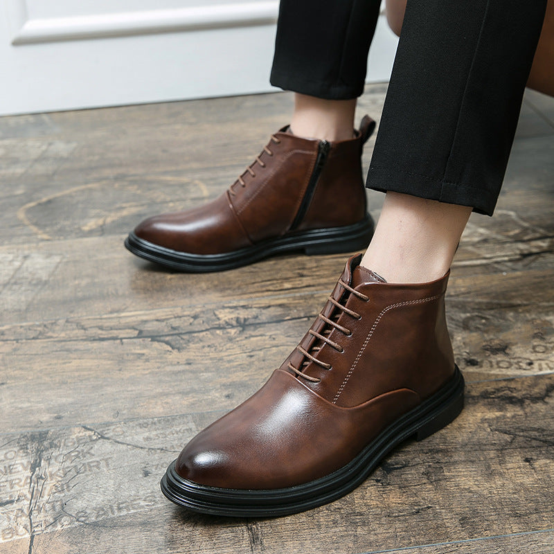 Damen Elegante Schnürstiefel aus hochwertigem Leder EB