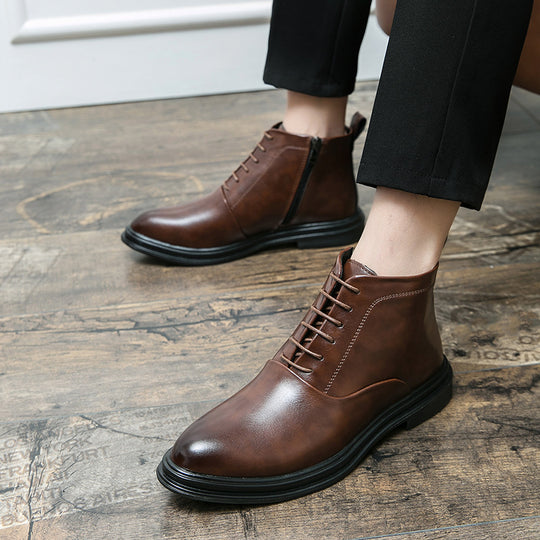 Damen Elegante Schnürstiefel aus hochwertigem Leder EB