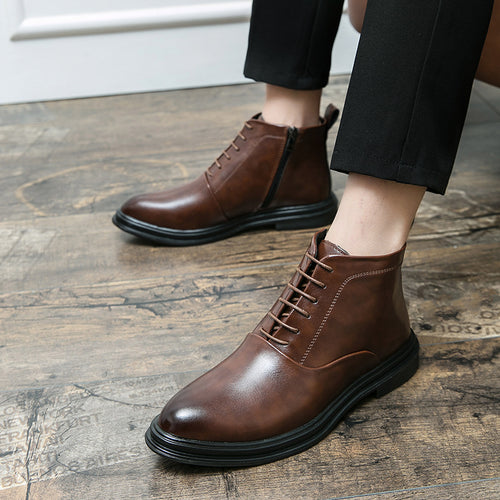 Damen Elegante Schnürstiefel aus hochwertigem Leder EB