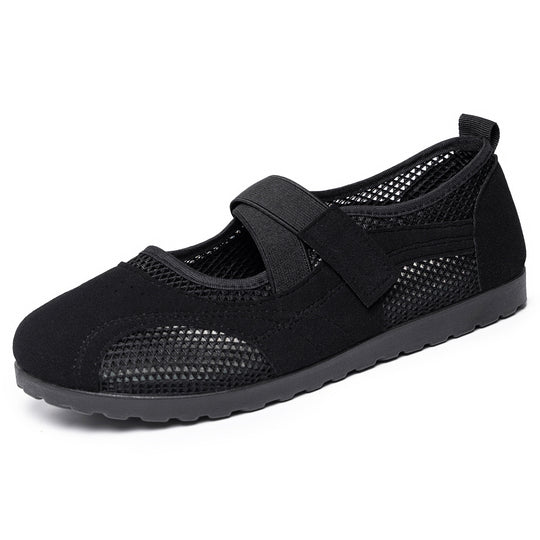 Damen nan atmungsaktive Mary-Jane-Walking-Halbschuh mit Klettverschluss und verstärkter Profilsohle EB