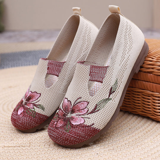 Damen Freizeitschuhe mit gesticktem Blumenmuster EB